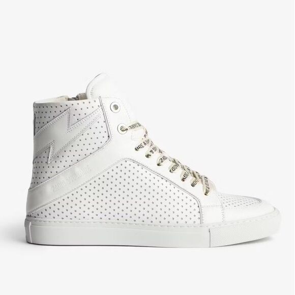 $398 Zadig & Voltaire ZV1747 High Flash Smooth Sneakers New - Picture 1 of 14